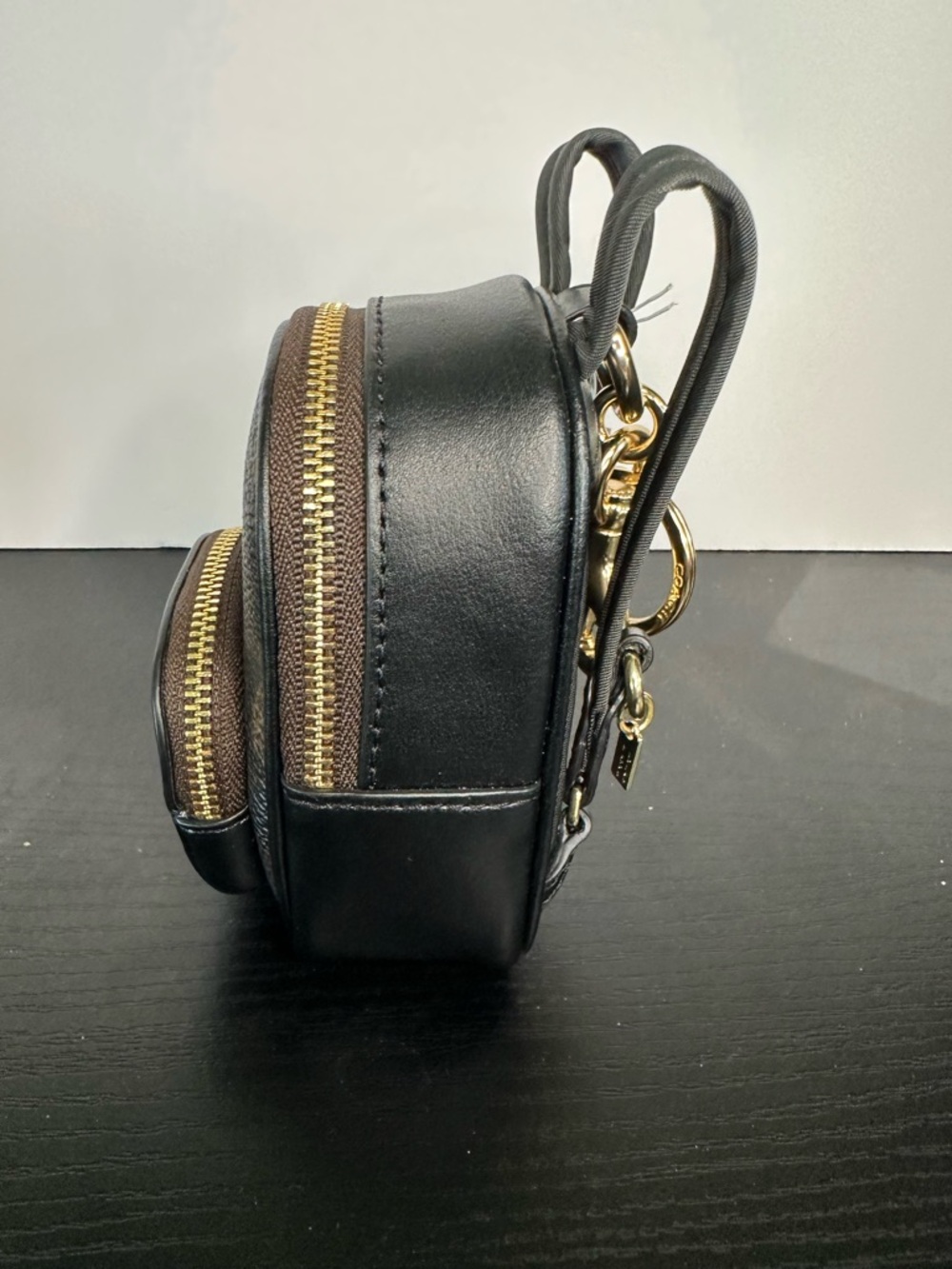 Coach Mini Court Backpack Bag Charm Walnut/Black with Gold Hardware CX066 - Picture 3 of 6